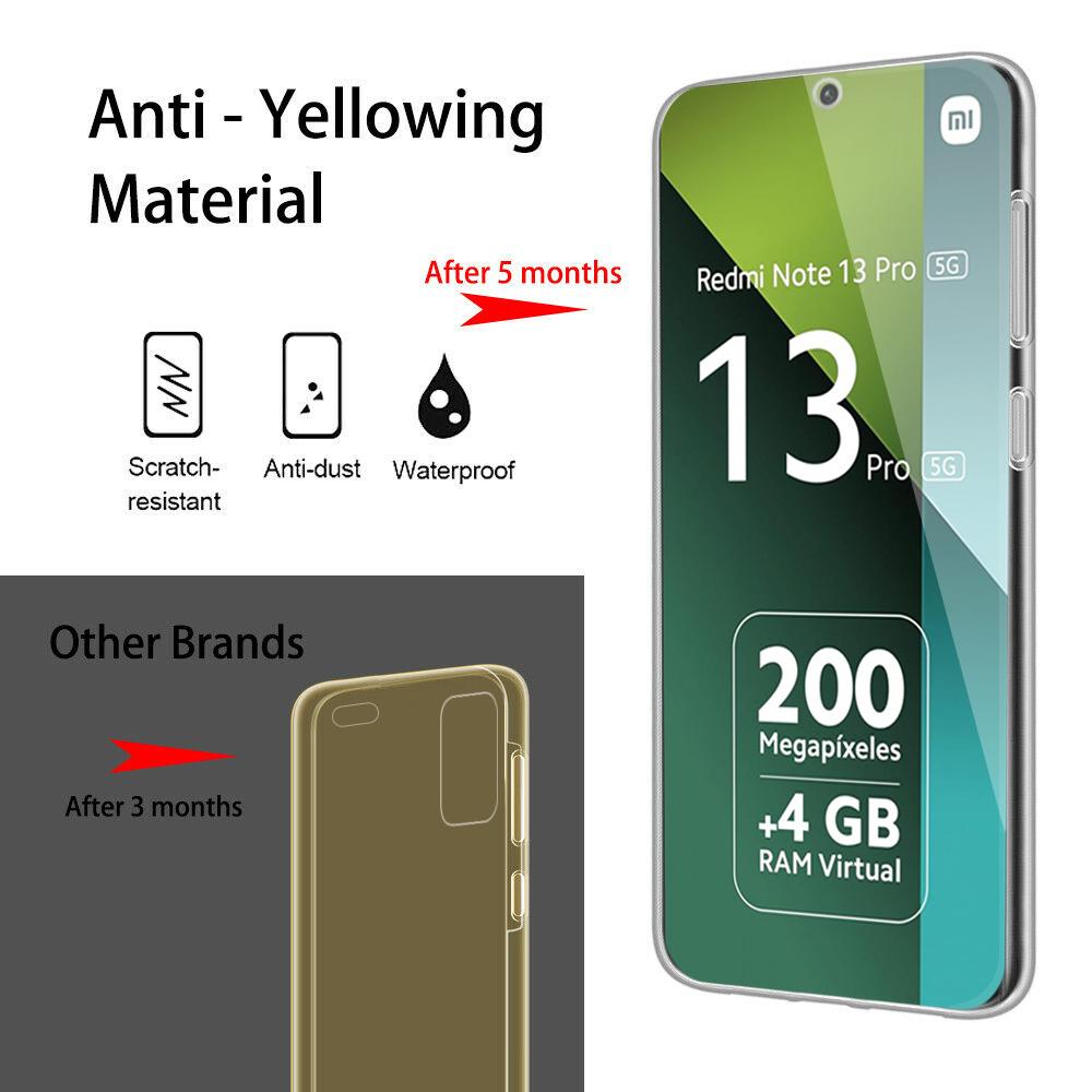 Coque Redmi Note13 Pro 5G 4G Protection Intégrale 360° pour Redmi Note 13 Pro+ 5G Coque Transparente PC+PET Double Face Anti-Choc