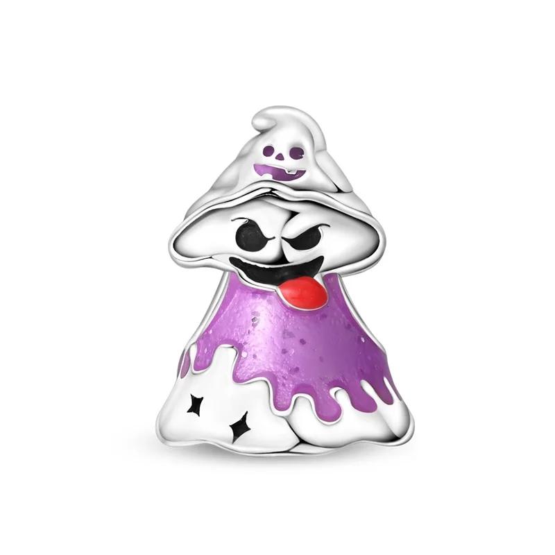 New Halloween Copper Skull Charms Luminous Pumpkin Bat Ghost Coffin Bead Pendant Necklace Bracelet Diy Jewelry Gift