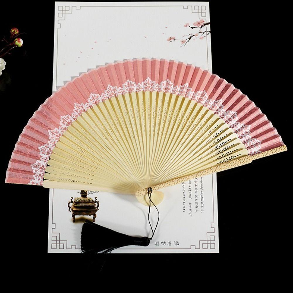Silk Cloth Color Changing Folding Fan Bamboo Material Dance Fan Elegant Handicraft Fan Summer Use