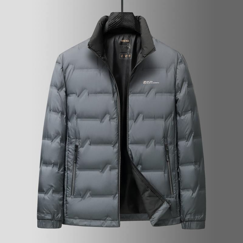 Men's Down Jacket Winter New Short Stand Collar Thickened White Duck Down Jacket for Young and Middle-aged People