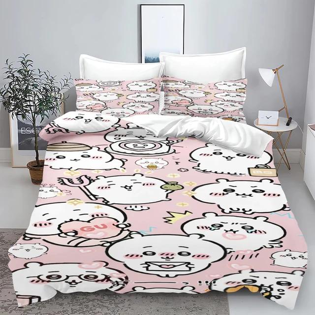 

Chiikawa Anime Duvet Cover Set Comforte Printed Cartoon Twin Size Постельное белье Подарки на Рождество 3 предмета AU Double(180x210cm)