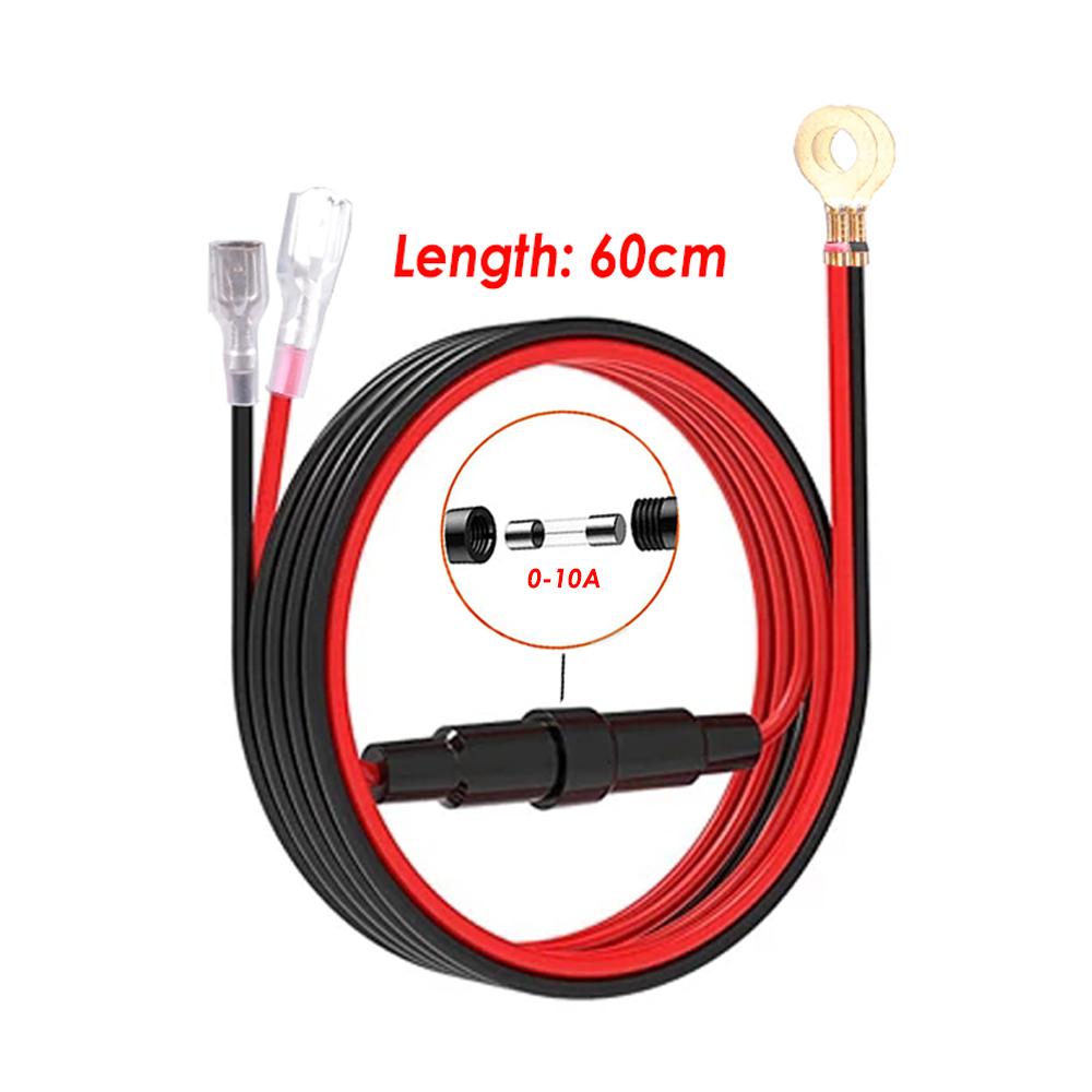 

60 см провод с предохранителем 10 А для автомобильного зарядного устройства PD Гнездо QC3.0 Адаптер для быстрой зарядки Dual USB Мотоциклетное зарядное устройство для телефона 12 В-24 В чёрный