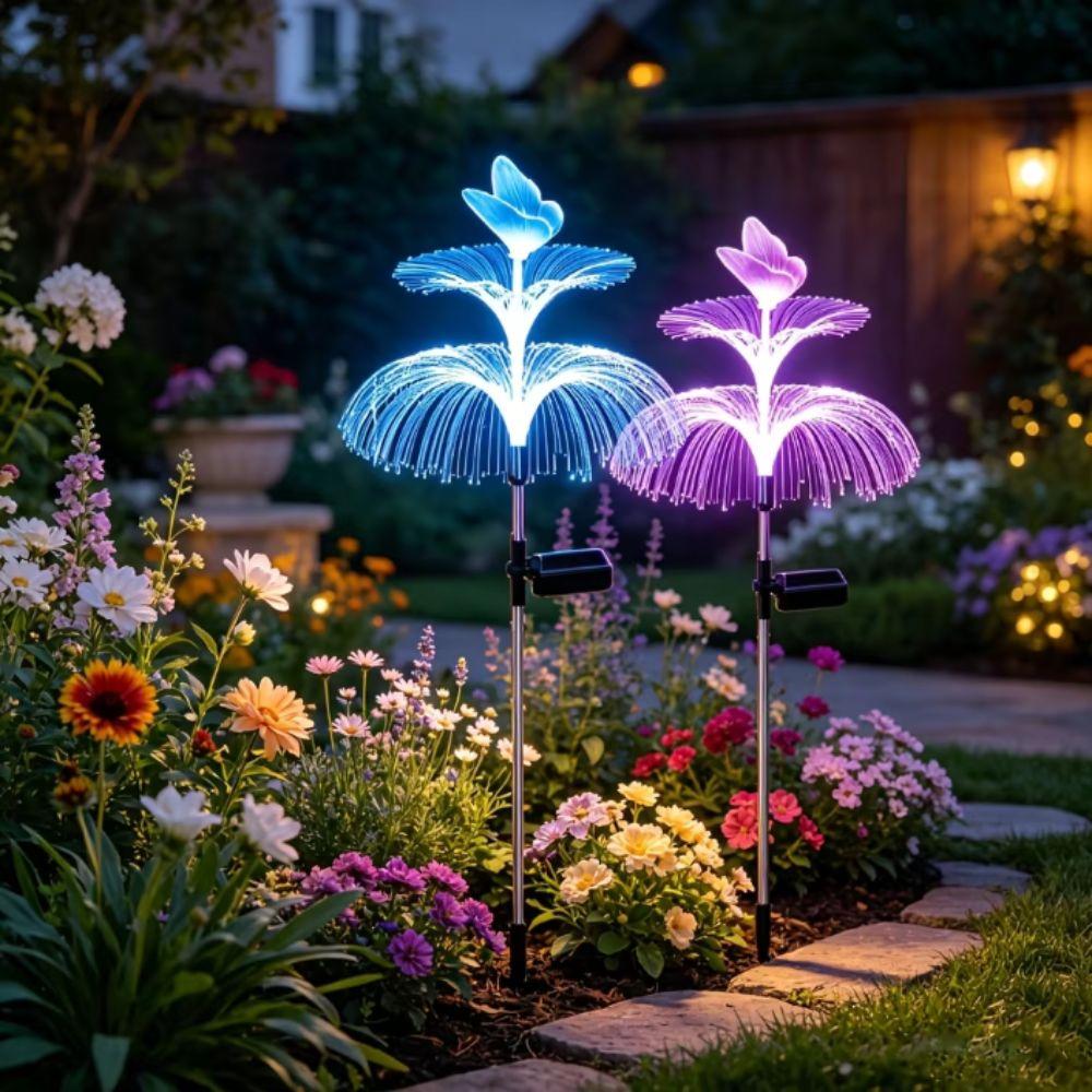 Colorful Solar Jellyfish Lamp Waterproof Jellyfish Lawn Light Fiber Optic Lamp  Garden Lawn