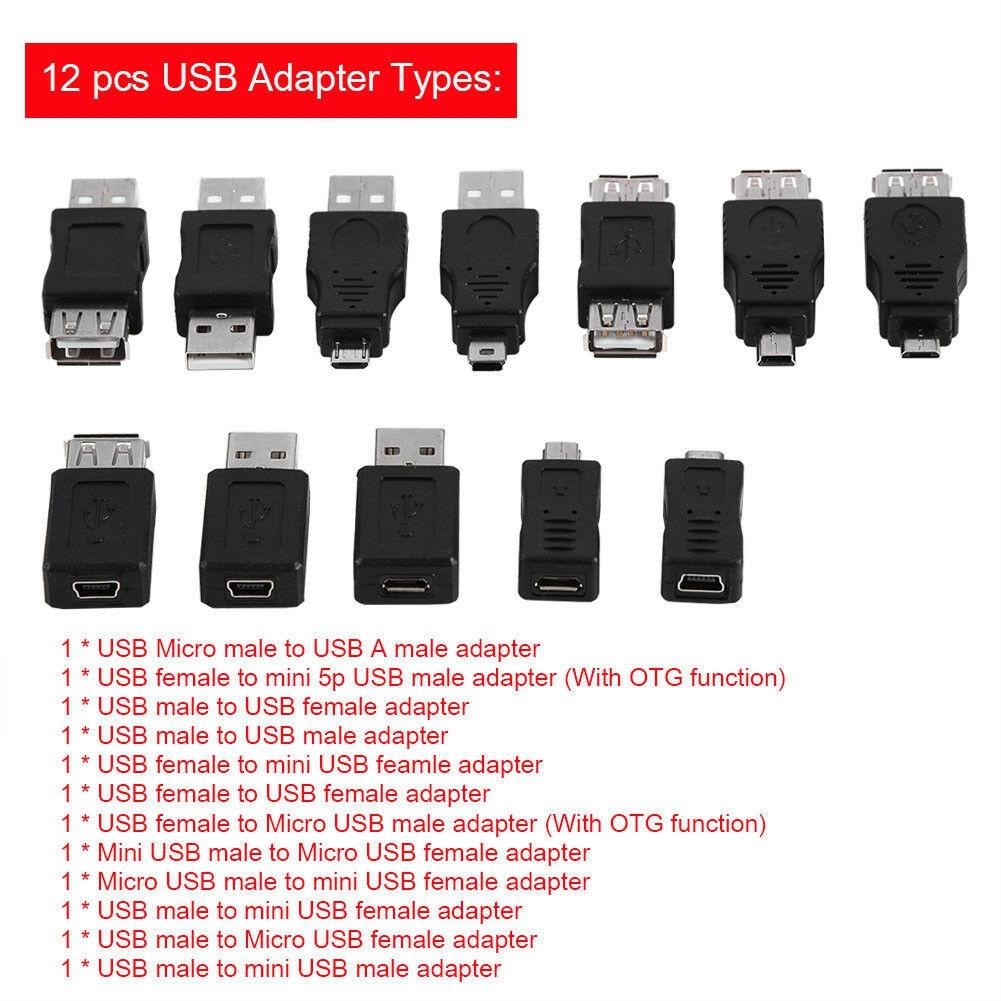 16PCS Multipurpose USB2.0 Adapter Converter USB Male To Female Micro USB