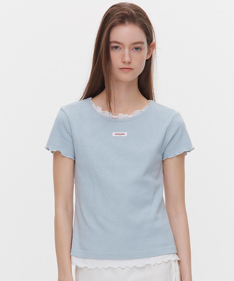 MARIE CLAIRE Label Punching Layered T-Shirt (Magbts08M)