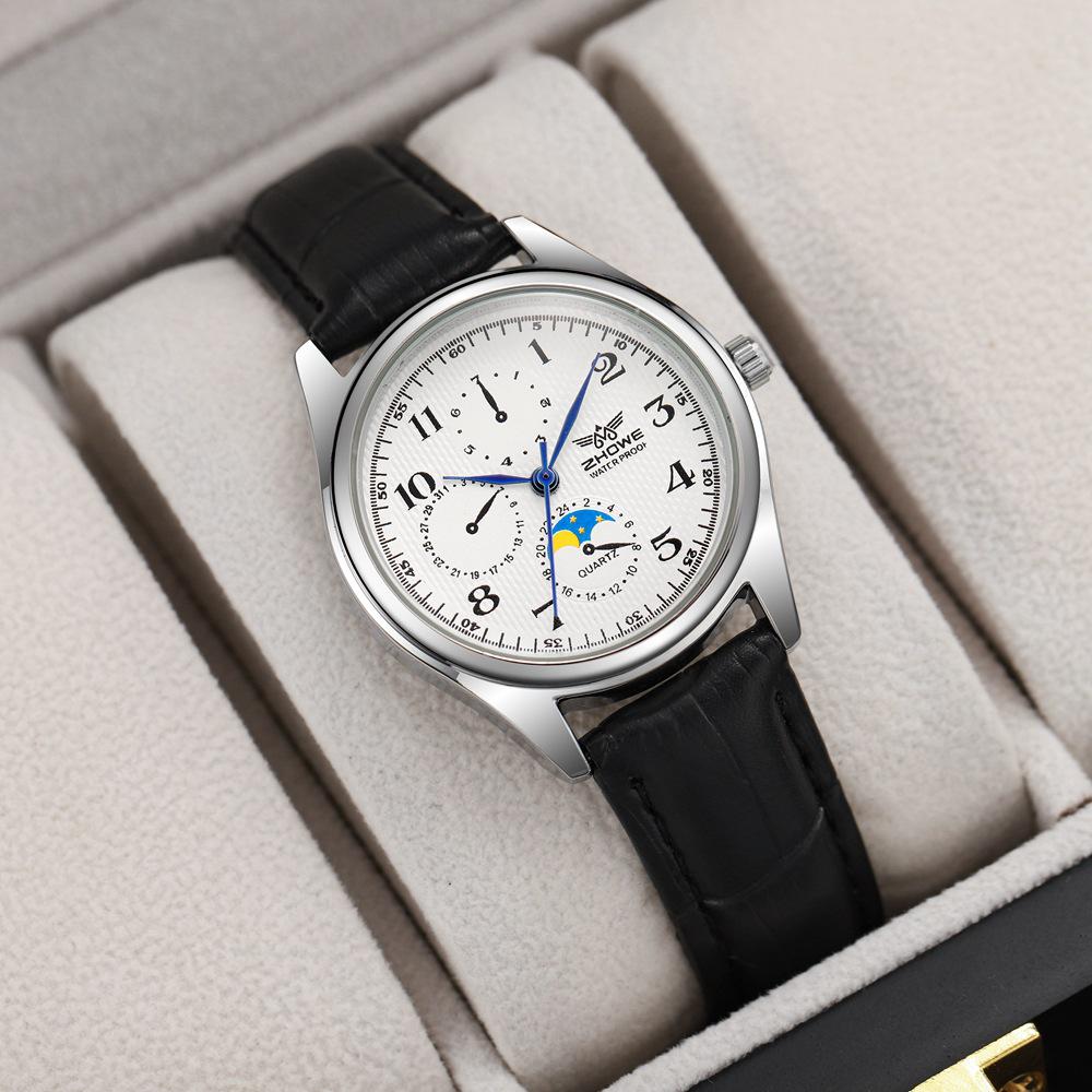 Trendy Three-Eye Six-Needle Quartz Couple Wristwatch