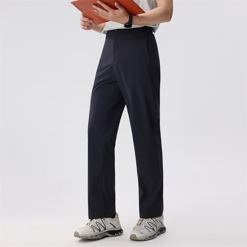 Summer Ice Silk Quick-Dry Elastic Sports Pants: Breathable, Lightweight, Straight-Leg Casual Pants for Men and Women.