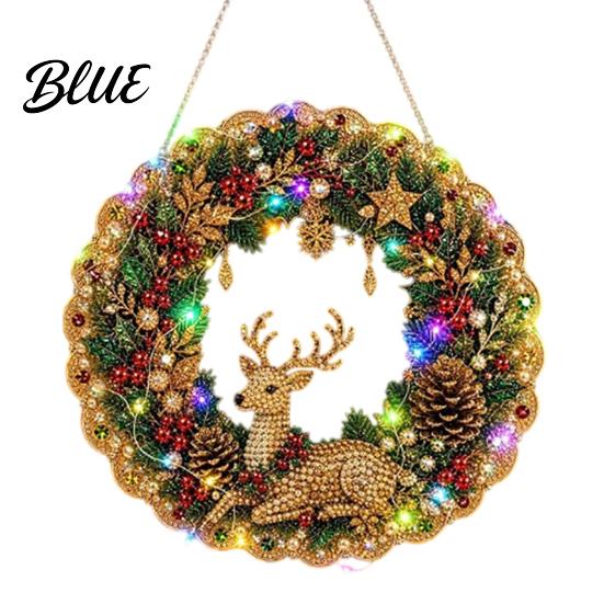 Indoor Christmas Wall Wreath 3D Pearl Hanging Acrylic Faux Art DIY Kit Lighted Beaded Craft