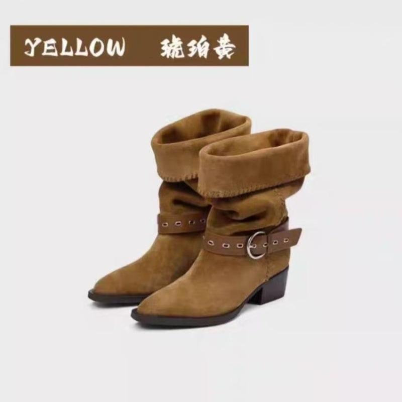 

Fashion Women s New Vintage Mid-Leg Boots for Summer 2025 35 жёлтый