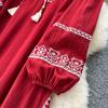 Schickes Vintage Langarm Locker Schlank Elegant Fee Koreanische Mode Boho Sommerkleid Damenbekleidung Langes Kleid