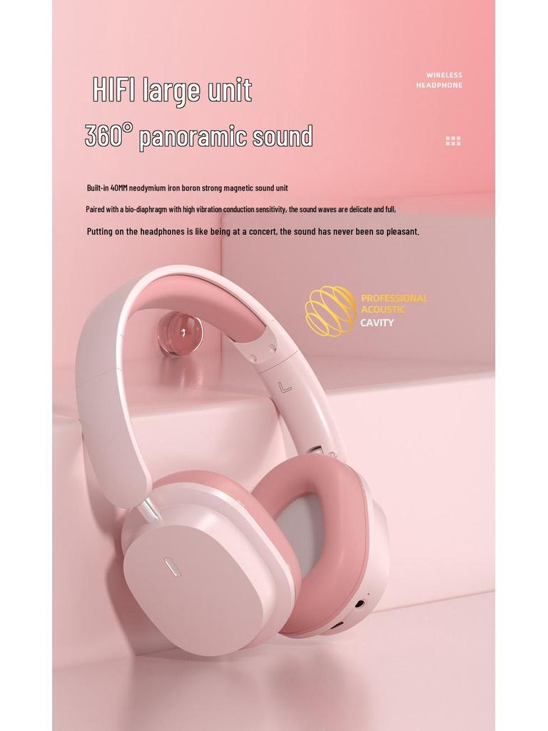 Trendy Over-Ear Wireless Bluetooth Headphones: Large Earcups, Noise-Canceling, Hi-Fi, E-Sports, Stylish and Portable Headset