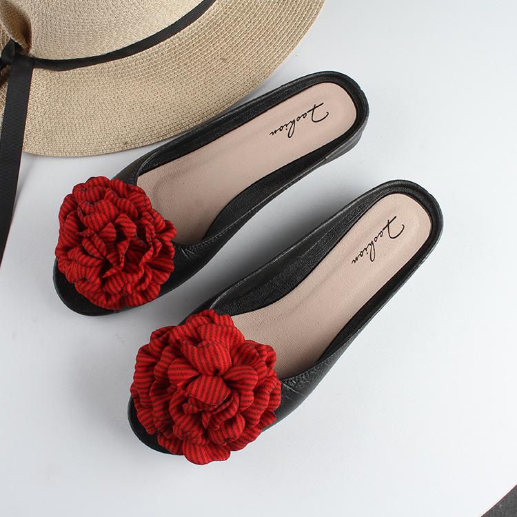 Yuzhihao Summer Women s Floral Flat Sandals - Solid Color for Home & Outdoor Wear 36-37