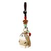 Weave Rope Wooden Carved Cat Keychain Beads Car Keyring Creative Wood Kitty Dolls Pendant  Students