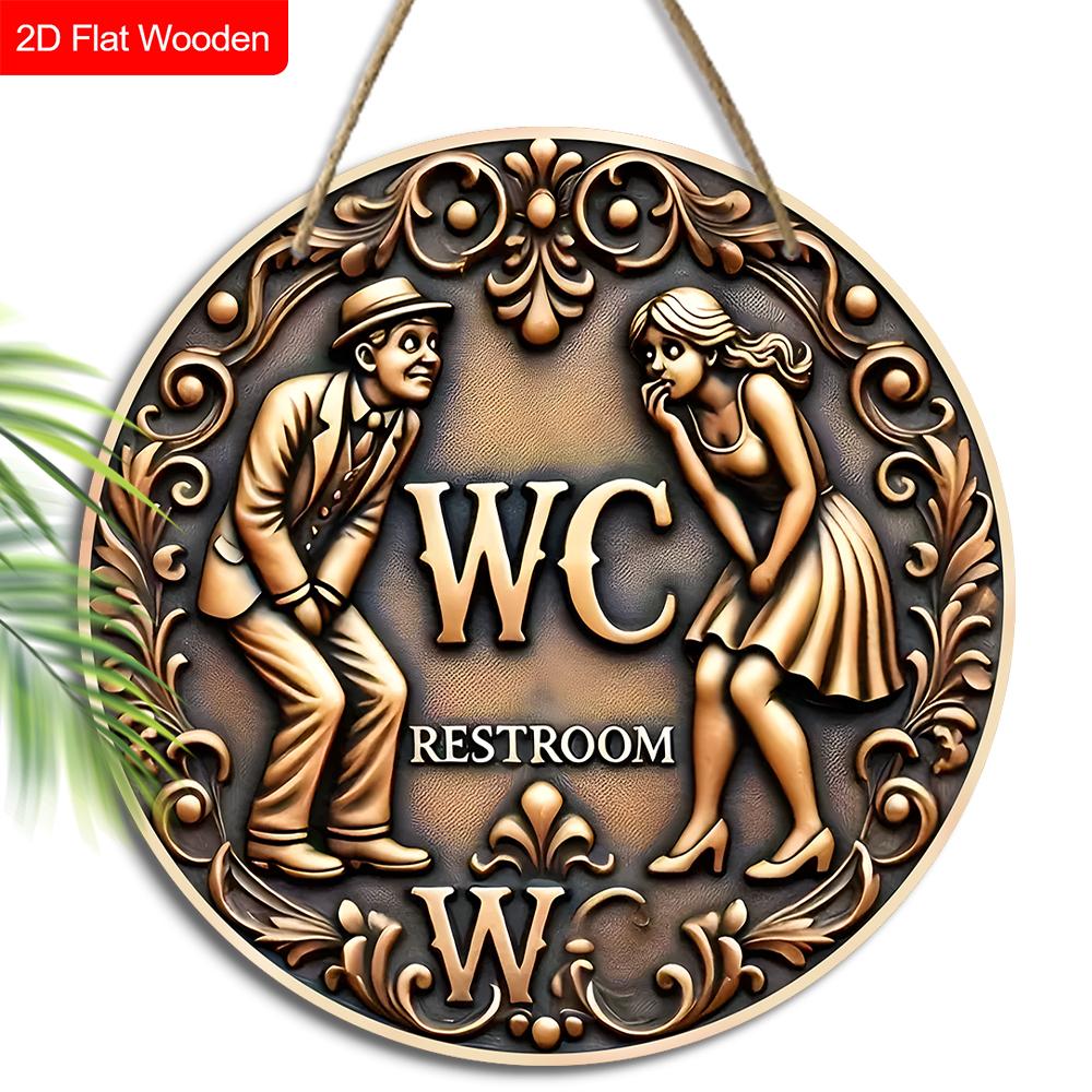 

Ретро Деревянный Туалетный Знак - Уникальная Декоративная Табличка для Ванной Комнаты - Идеальное Подвесное Украшение для Декора Стен