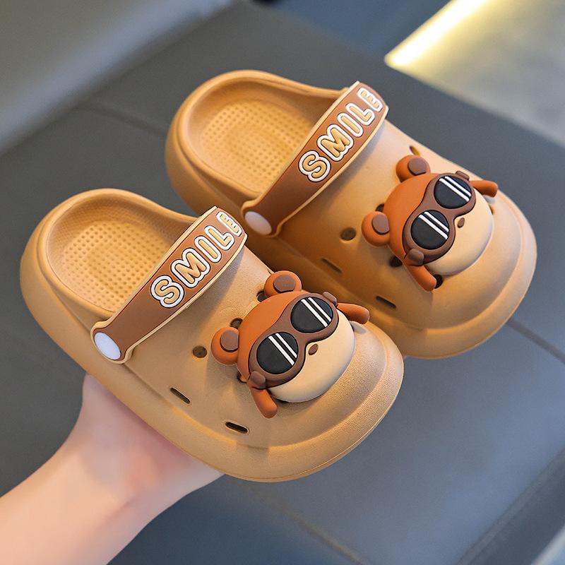 Summer Children's Clog Shoes Boys Girls Non-Slip Soft Cushion Breathable Closed-Toe Beach Sandals for Kids