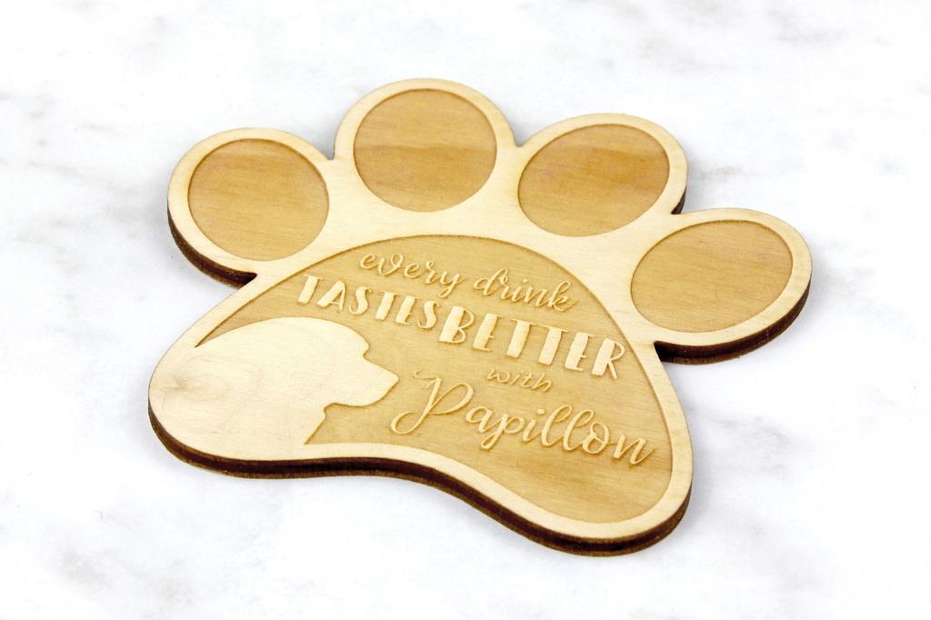 Papillon, Continental Toy Spaniel, Butterfly dog - Mug coaster, engraved coaster with dog, gift for dog lover by Art-Dog brand