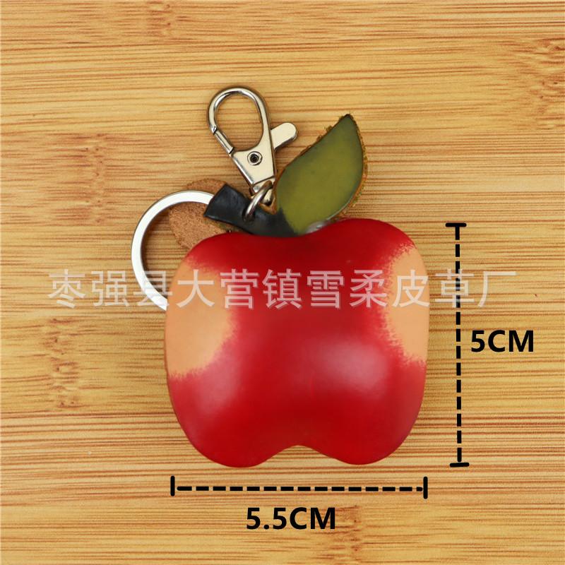 First Layer Cowhide Hand Workmanship Creative Red Apple Keychain Bag Pendant Mini Cute Cowhide Bag Accessories Gifts