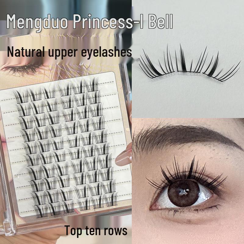 

Mengduo Princess Natural Three-Row False Eyelashes, Soft and Curled Single Clusters.