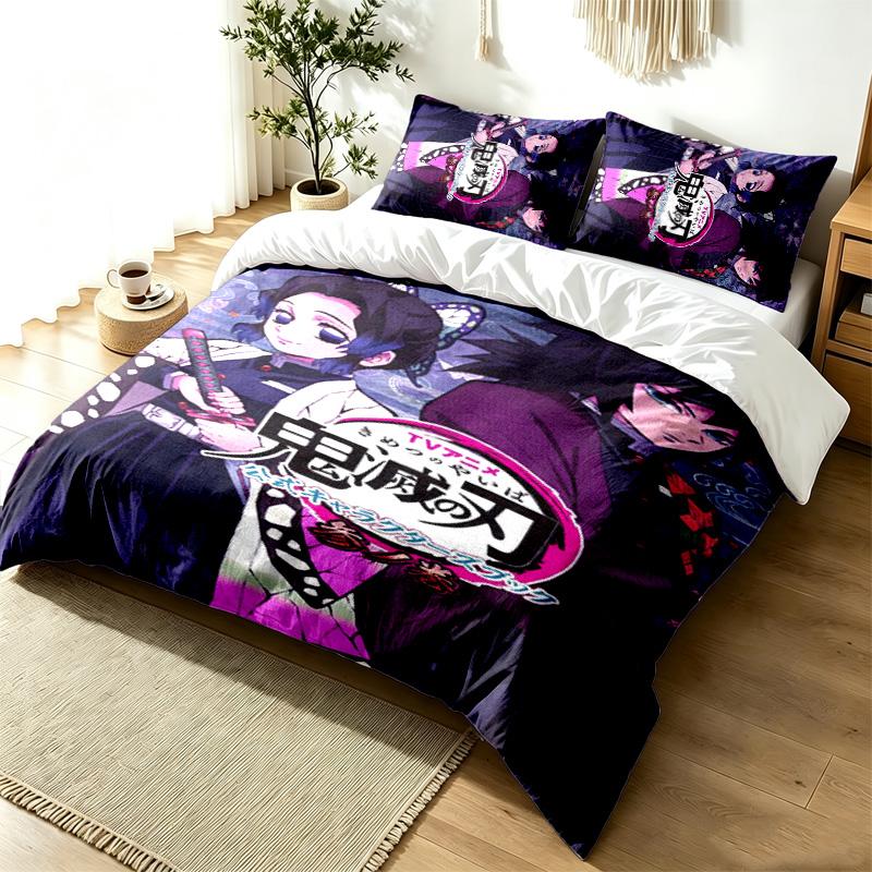 A-Akazas D-Demon S-Slayers 3pc Duvet Cover Set Simple Modern Bedding Set Wrinkle Resistant Soft Fabric All Season Use a Perfect Gift