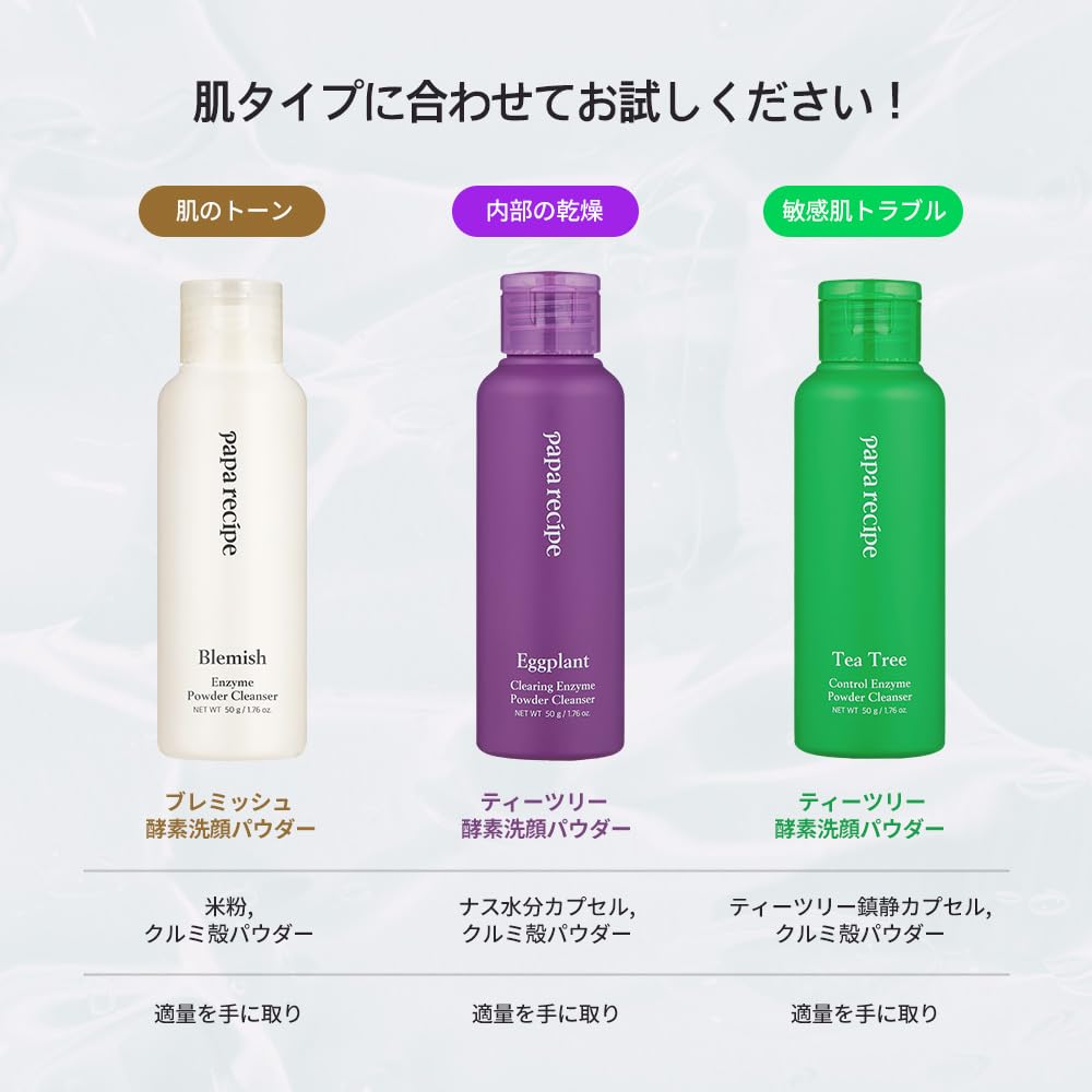 Papa Recipe Eggplant Clearing Enzyme Powder Cleanser 50g For Pore and Sensitive Skin - Care, Dullness, (Tea Tree)