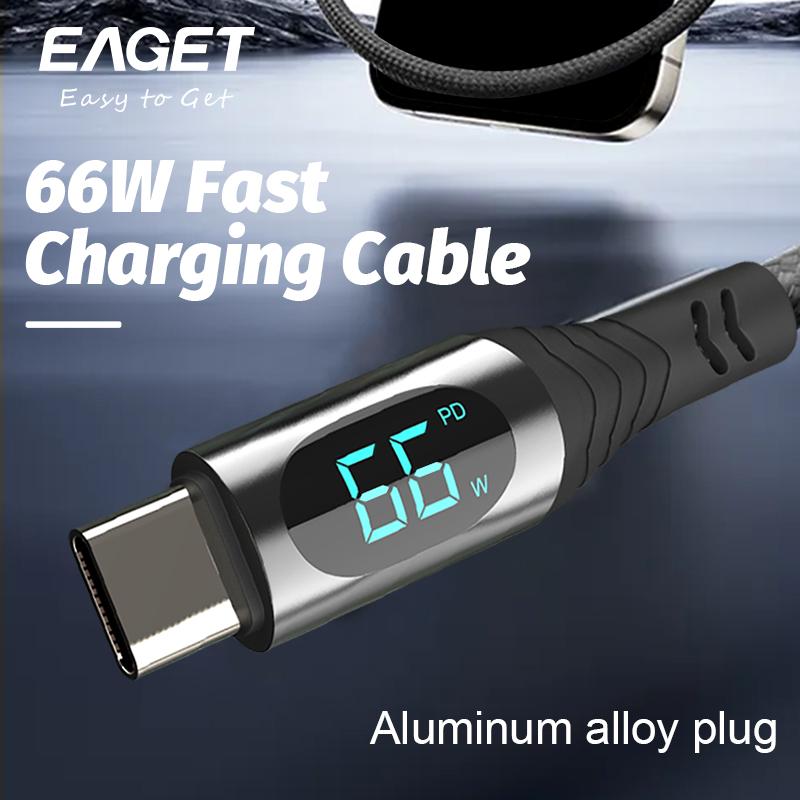 100W Fast Charging USB-C to Lightning Cable - Digital Display Nylon Braided Cable for Android iPhone 15 & More
