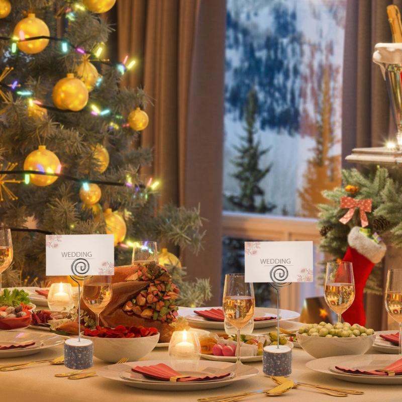 20Pcs Table Number Holders Wood Base Wedding Table Number Stands Picture Memos Note Photo Clip Holders for Weding Party