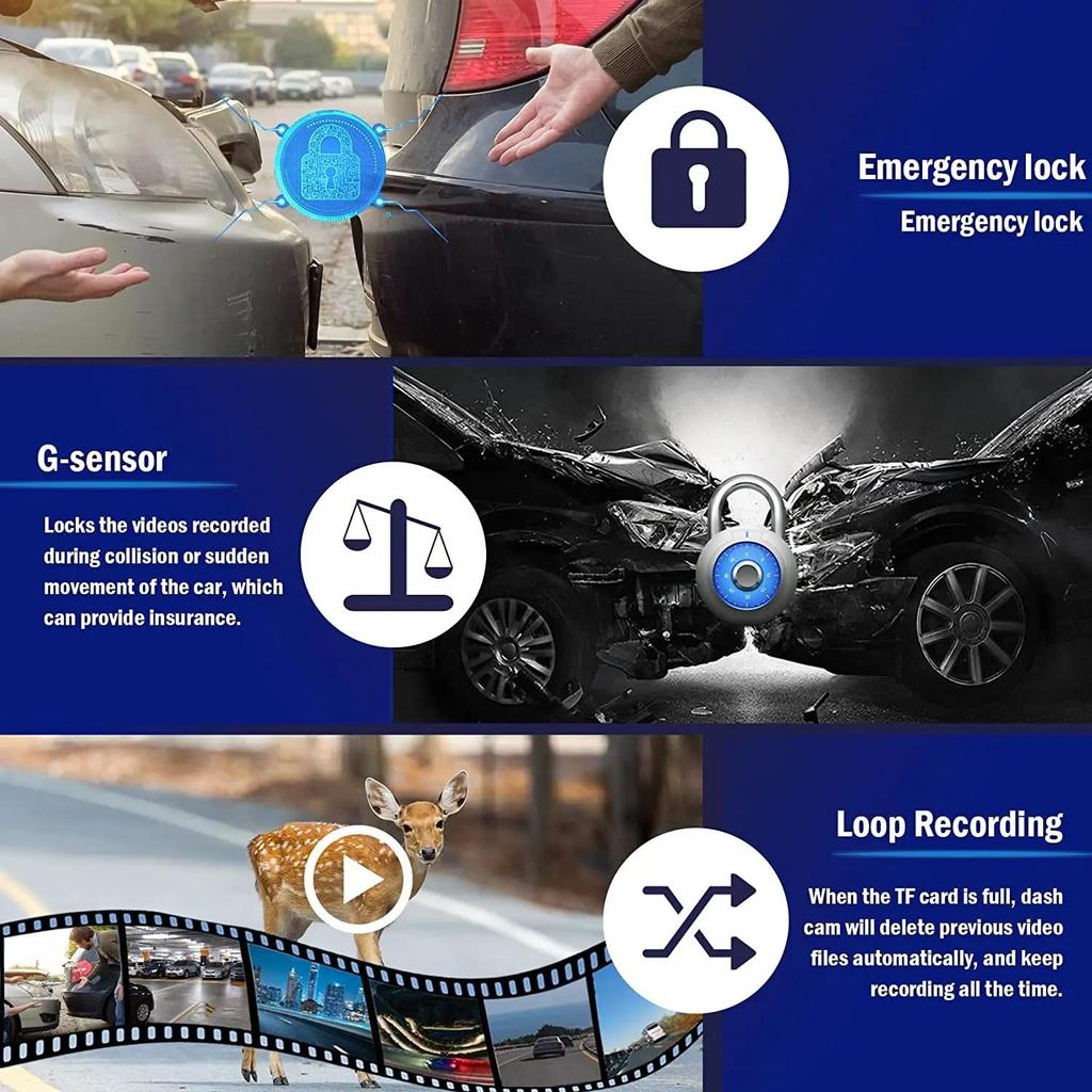 Car DVR Full HD 1080P Dash Cam Rear View Vehicle Camera Video Recorder Night Vision Auto DVRs Dashcam Vehicle Black Box Car Accessories
