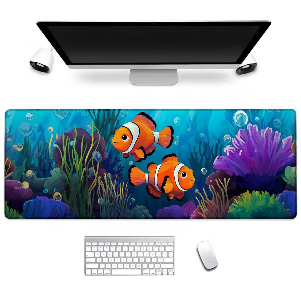 Cartoon Beach Dog Large Mouse Pad Stitched Anti Slip Rubber Base Mat For Gaming Desk Office Pc Keyboard Desktop Accessories