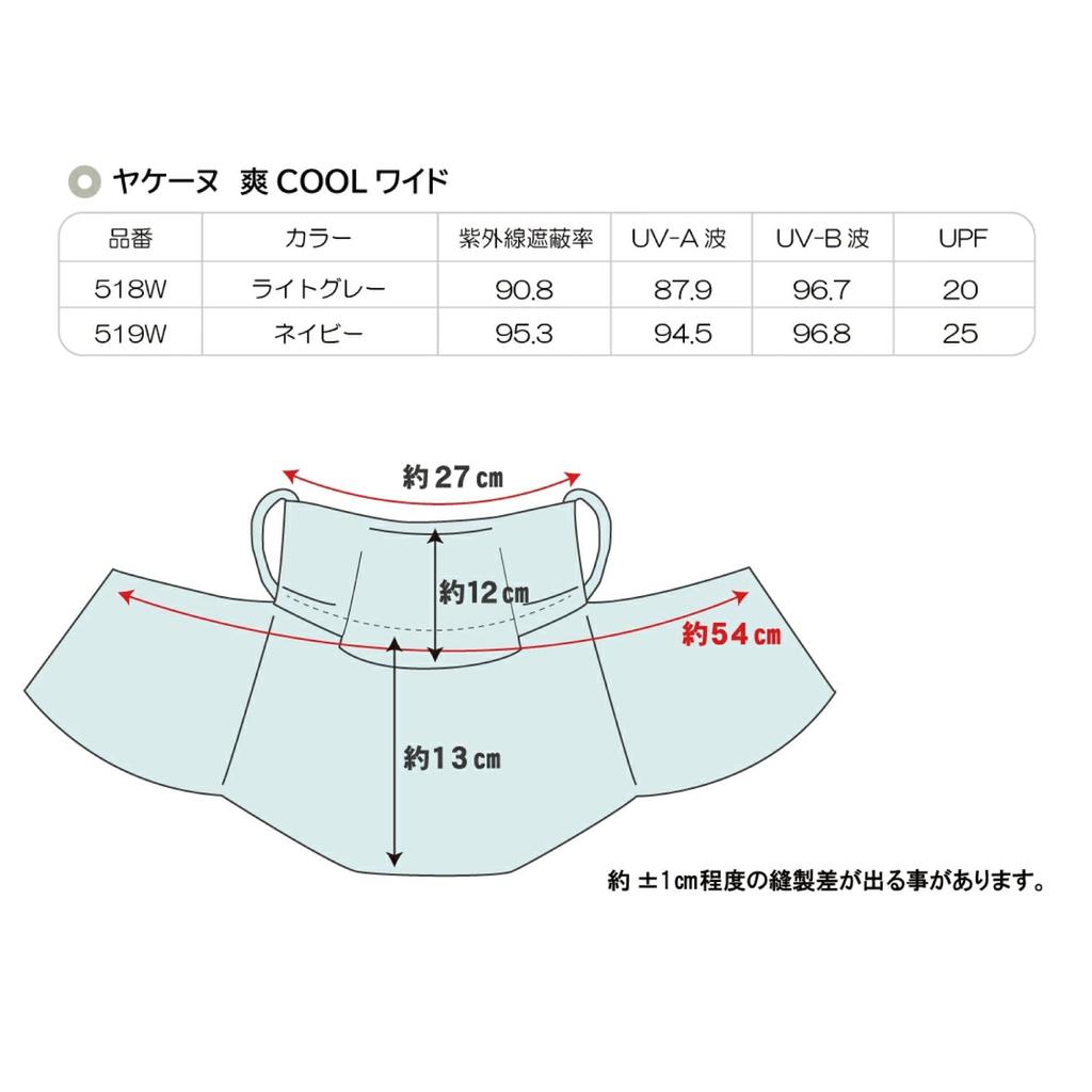 YAKENU UV CUT MASK Sun Protection Face YAKENU Refreshing Cool Large Type Cover, Wide, (Snap-on Closure) (Navy)