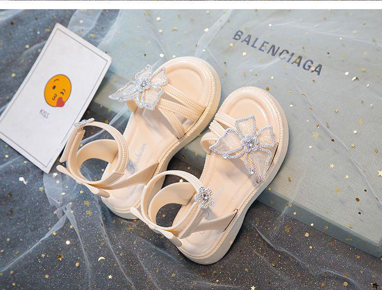 2025 Summer Rhinestone Bow Sandals for Girls - Casual Soft Princess Shoes for Little and Big Kids