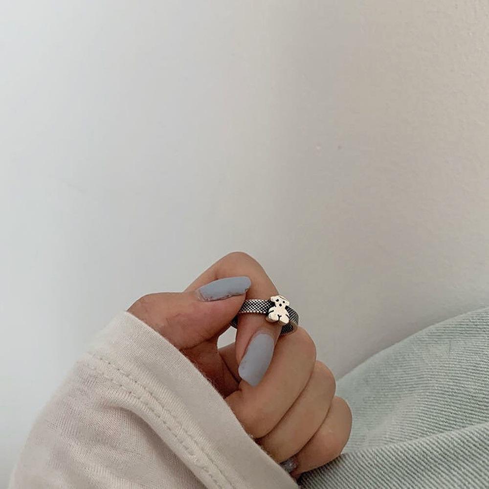 S925 Sterling Silver Korean Style Adjustable Open Ring for Women - Niche Light Luxury Trendy Colorfast High-End Feel