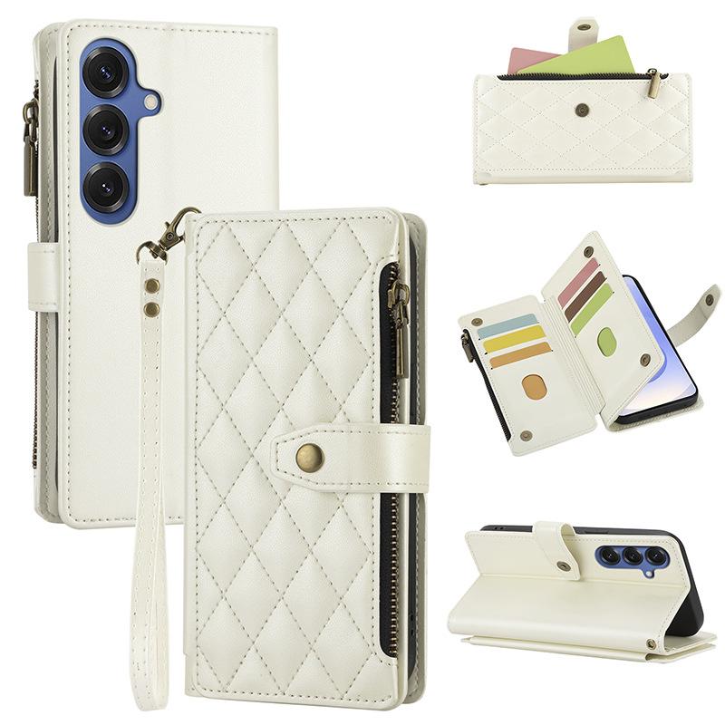 Fashion Embroidered Zipper Phone Case Wallet Leather Case for Samsung Galaxy S25 Phone Case