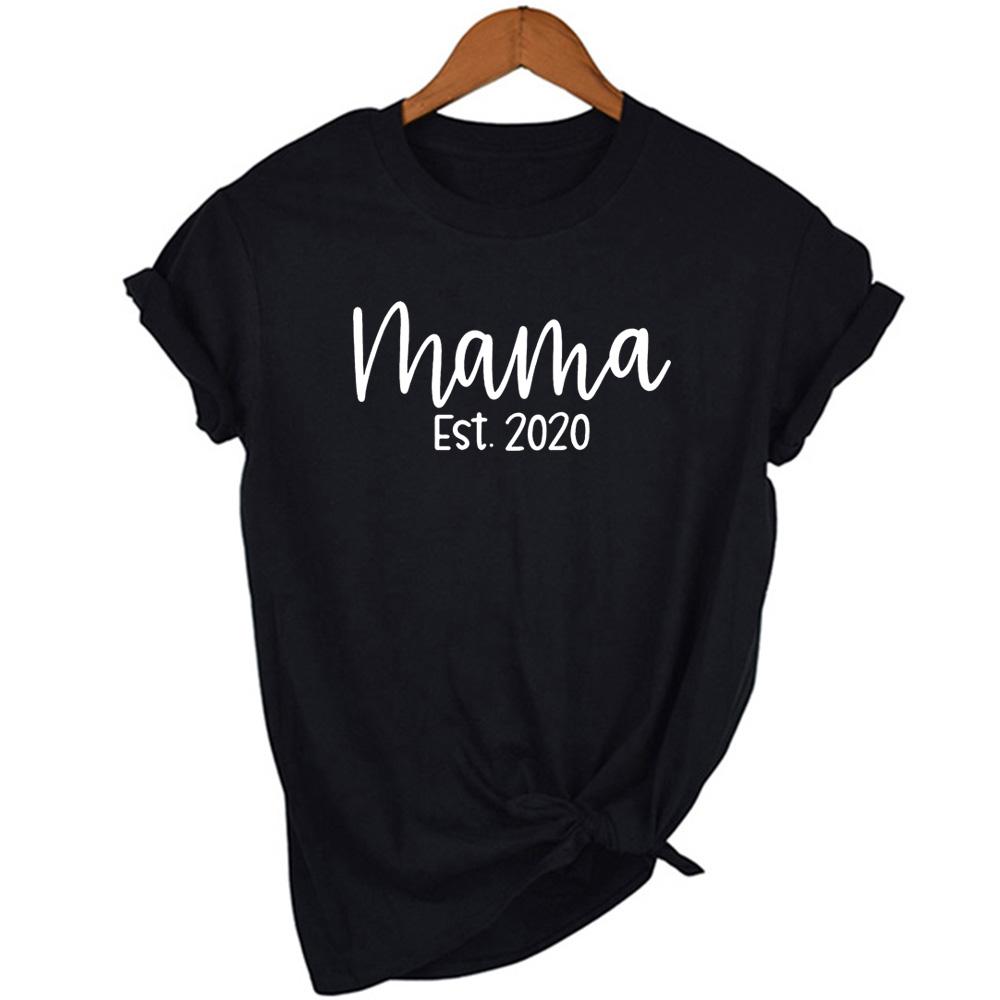 Mama Est Tee Mom Shirts Mum Casual Round Neck Summer Tumblr Clothes T Shirt