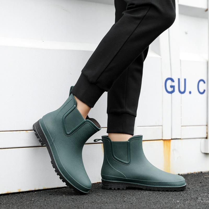 Fashion Men's Rain Boots Waterproof Shoes Fashion Outdoor Ankle Boots Fishing Rubber Shoes Non-slip Short Boot Platform Warm Water Boots