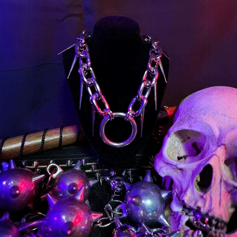 Geometric Rivet Necklace Ins Hip-Hop Punk Gothic Personality Neckchain Fashionable Trendy Men Women Jewelry Accessories