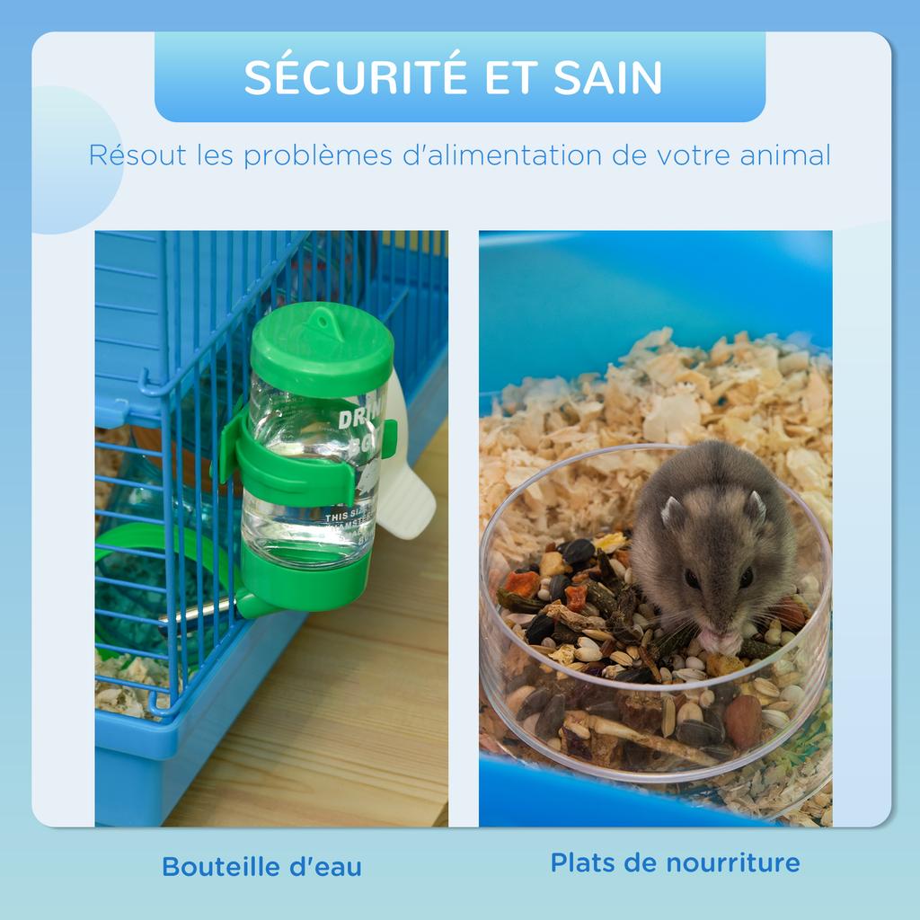 Hamster Cage, 5 Tier Carrier Habitat with Exercise Wheels Tunnel Tube Water Bottle Dishes House Ladder, Gerbil Cage for Dwarf Mice, Blue