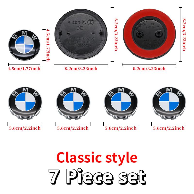 BBKD8 7PCS BMW Car Hood Front Rear Trunk Emblem Classic Blue White Badge For BMW E93 E87 G01 G20 X3 X5 F30 F20 E36 E46 E53 E90