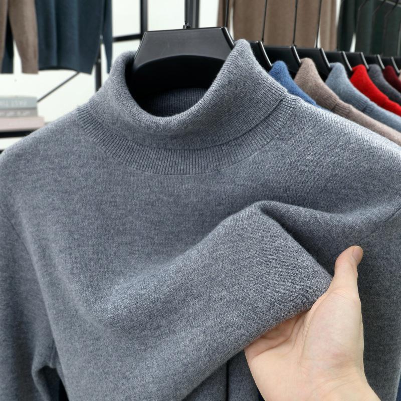 

Мужской свитер с высоким воротником, свободного кроя, 100% чистая шерсть - Теплый, плотный базовый слой для осени/зимы Quadruple Extra Large