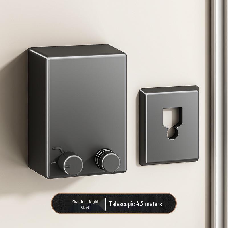 Gun Gray Retractable Invisible Clothesline for Indoor, No-Punch Installation; Ideal for Bathroom or Balcony.