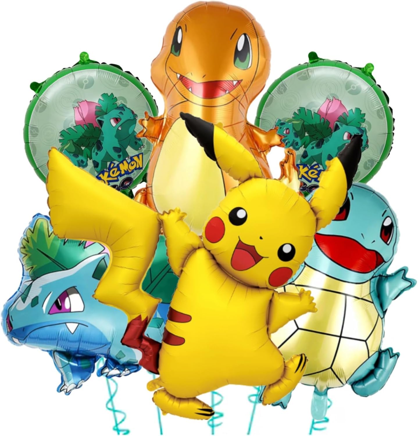

DiiDoll Classic Pokémon Aluminum Balloon Set 6 Pieces Vivid 3D Character Shapes Party Decor Durable Foil Material