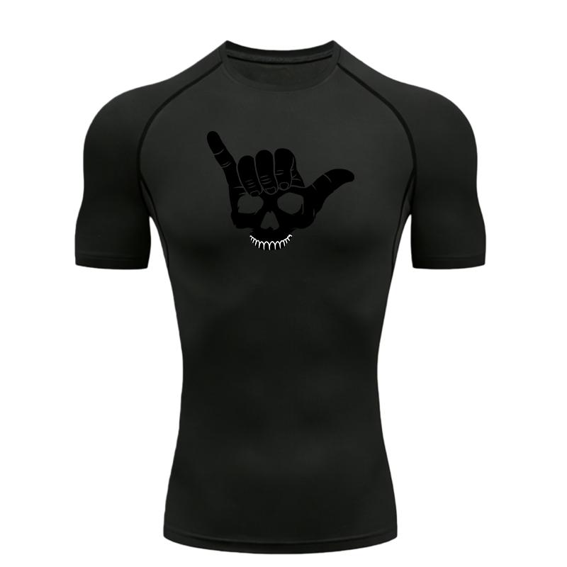 Skeleton Print Men s Sports T-shirt Training Fitness Compression Workout T-Shirt Men s T-shirt Gym Wear S