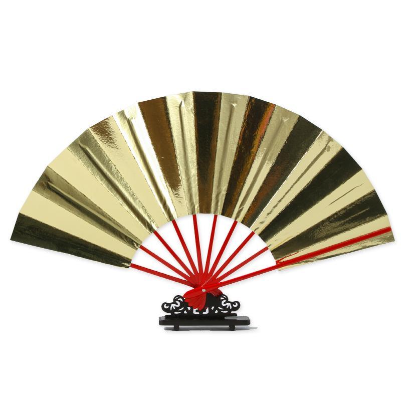 Ancient Chinese Style Golden Portable Folding Fan Bamboo Ribs Japanese Decor Stage Fan Girl Hanfu Dance Performance Hand Fan