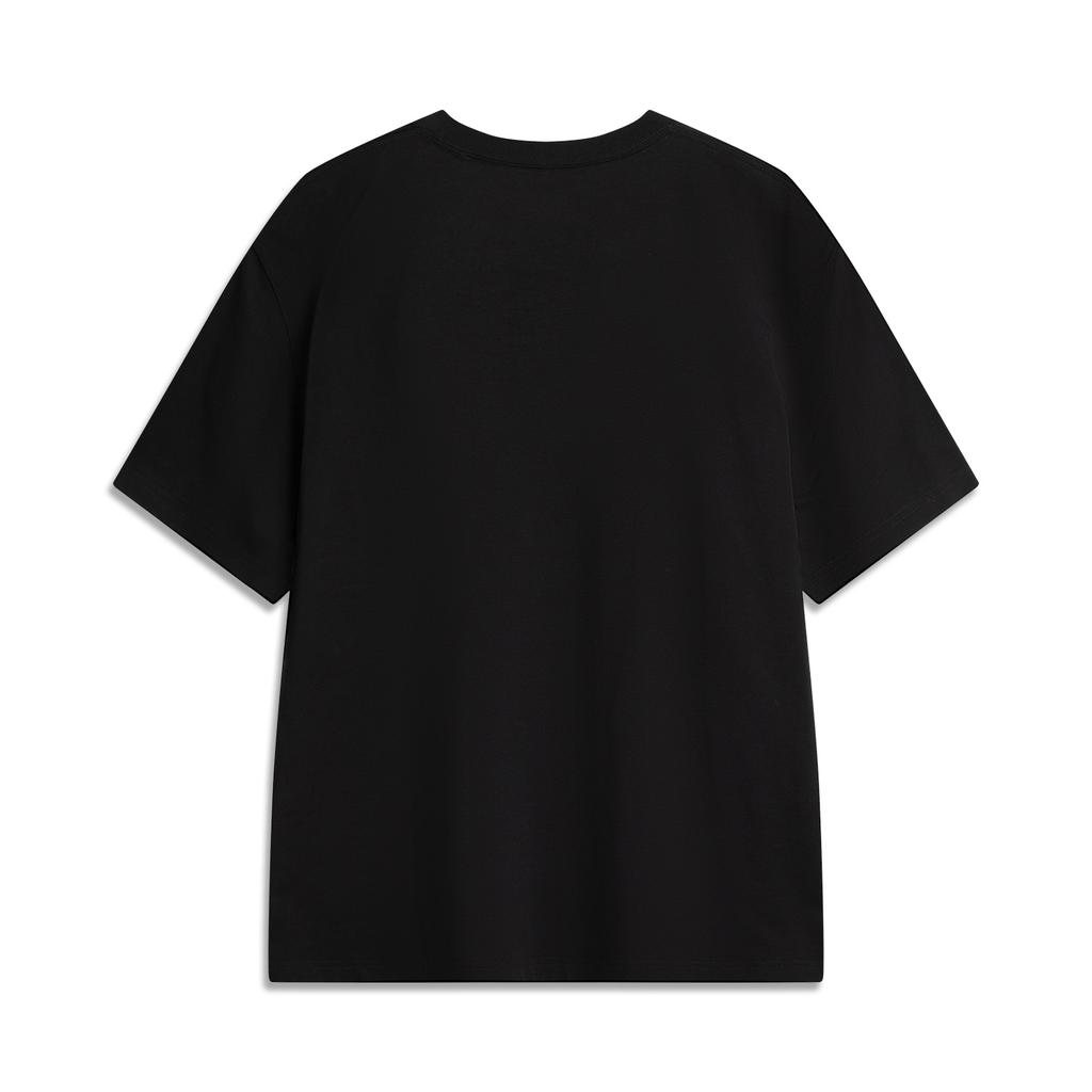 Li-Ning Minimalist Versatile Round Neck Loose Fit Letter Logo Drop Shoulder Short Sleeve T-Shirt Men Tops Black AHSV479-5
