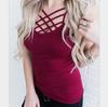 Sexy Criss Cross Front Spaghetti Strap Basic Tank Tops Solid Sleeveless Tops for Women