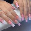 Pink Gradient Floral Butterfly 3D Wearable False Nail Set