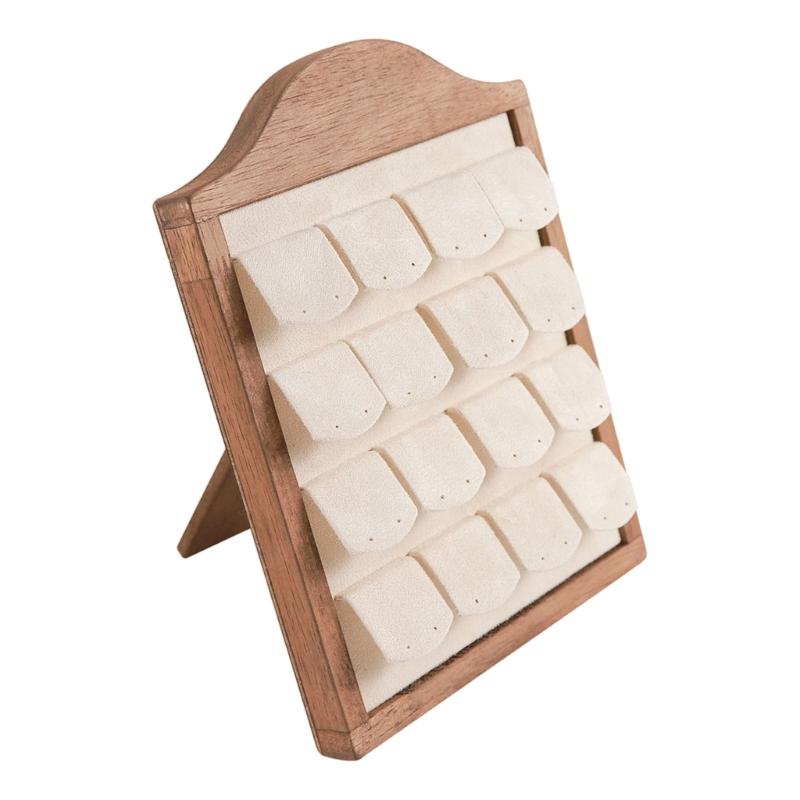 Walnut Wood Multiple Rings Display Stand Sturdy Structure Ideal For Jewelry Shops And Exhibitions
