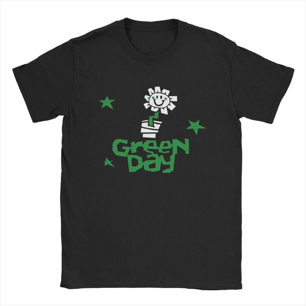 Green Days Flower Pot T Shirts Men Cotton Vintage T-Shirt Round Collar Fresh Dookie Saviors Hip Hop Tees Harajuku Short Sleeve