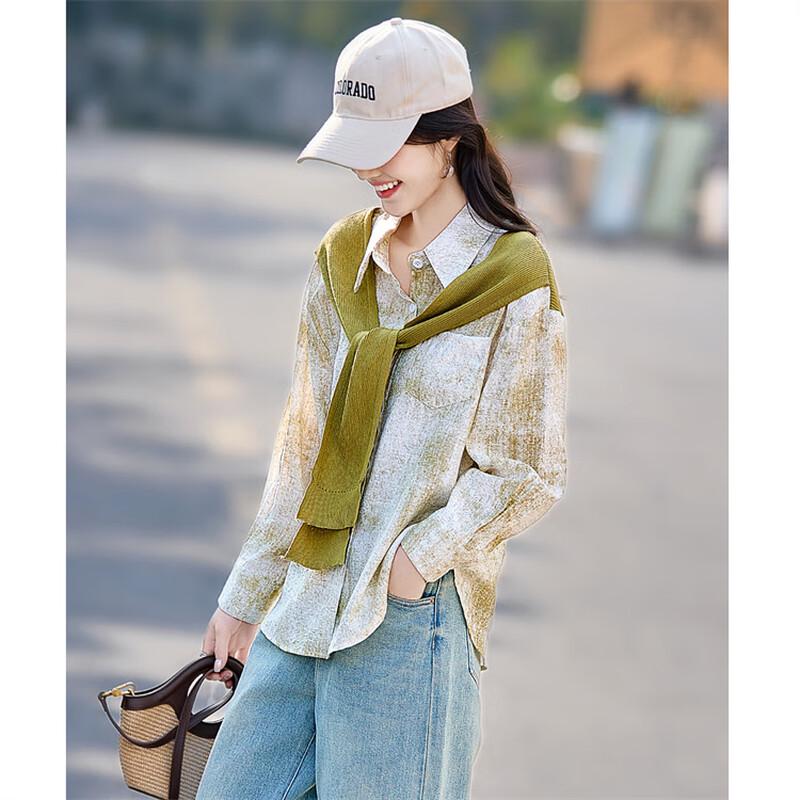 Women s Faux Two-Piece Knit Splicing Long-Sleeve Shirt L