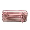 High Quality Pink Striped Pen Bag Cat Ear Design Large Capacity Stationery Pouch Zipper Closure Pencil Case Gift