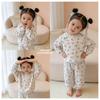 Baby Girls' Cute Cartoon Print Two-Piece Set: Round Neck Sweatshirt & Joggers